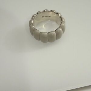 Mejuri Cream and Silver Band Ring
